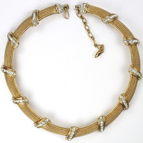 Boucher Gold Braids and Pave Choker Necklace