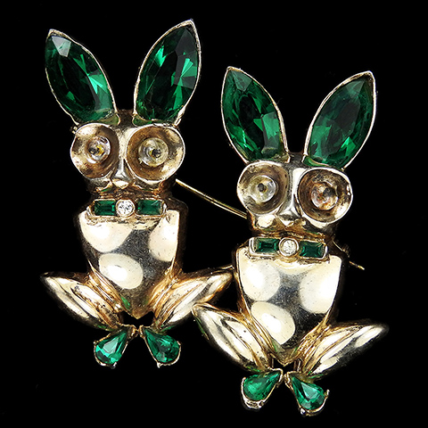 Corocraft Sterling Gold and Emerald Rabbits Duette