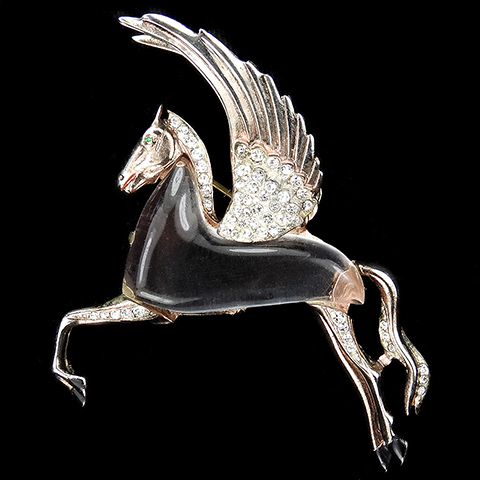 Corocraft Sterling Gold and Pave Jelly Belly Pegasus Flying Winged Horse Pin