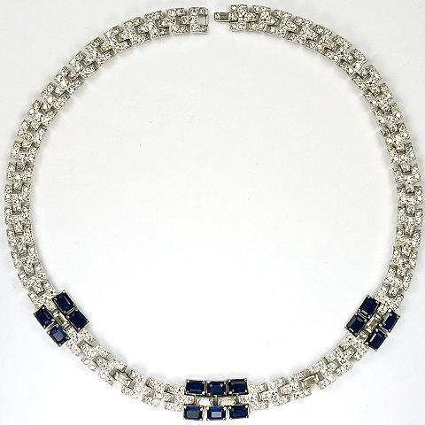 KTF Trifari 'Alfred Philippe' Pave and Sapphire Baguettes Choker Necklace