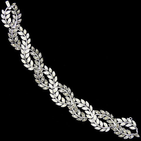 Trifari 'Alfred Philippe' 'Laurel Wreath' Diamante and Black Diamond Intertwined Leaves Bracelet