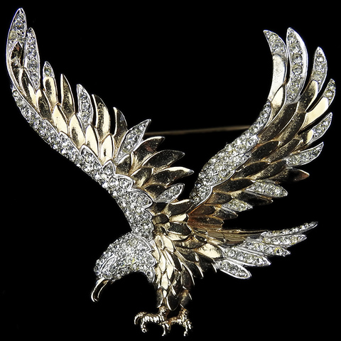 Boucher Korean War US Patriotic Gold and Pave Swooping Eagle Pin