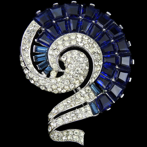 Boucher Pave and Polygonal Cut Sapphires Seashell Swirl Pin
