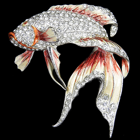 MB Boucher Pave and Metallic Enamel 'Paradise Fish' Fantail Goldfish Pin