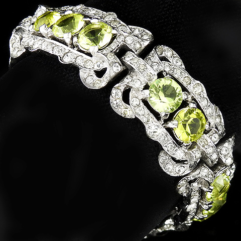 MB Boucher Pave Openwork and Peridot Chatons Six Link Bracelet
