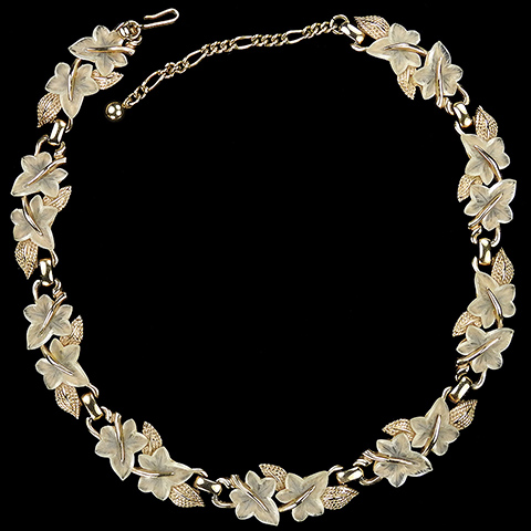 Boucher Gold Leaves and Lucite Fruit Salad Ivy Leaves Necklace