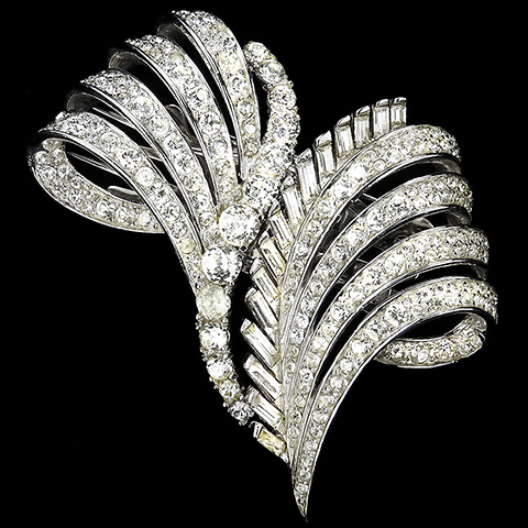 Boucher 'La Scala' Pave and Baguette Leaves 'Duette' Pin or Pair of Pin Clips