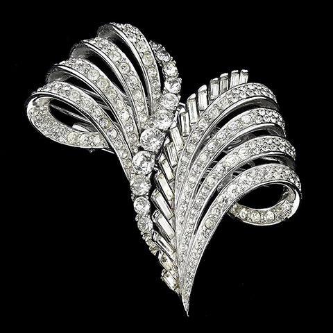 Boucher 'La Scala' Pave and Baguette Leaves 'Duette' or 'Clip Mate' Pin or Pair of Pin Clips