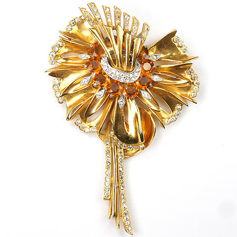 Reinad Giant Gold Pave and Citrine Lily Pin