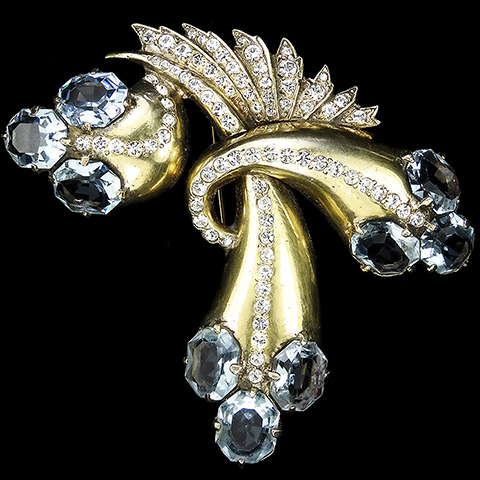 Eisenberg Sterling Gold Pave and Alexandrite Fruits on Swirling Branches Pin Clip