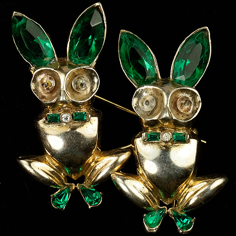Corocraft Sterling Gold Emerald Rabbits Duette