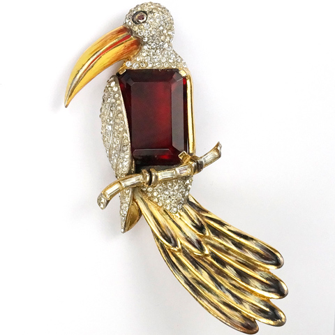 Corocraft Sterling Adolph Katz Ruby Belly Toucan Pin