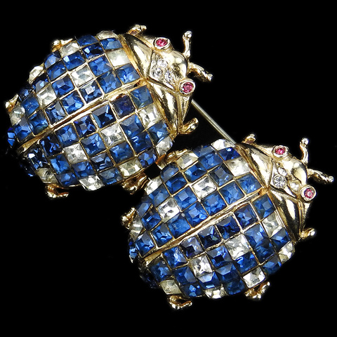 Corocraft Gold Invisibly Set Sapphire and Diamond Ladybugs Duette