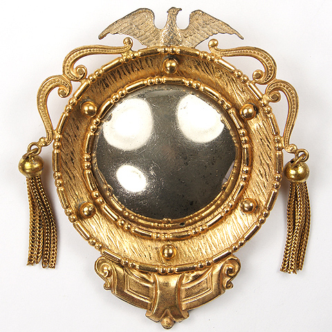 Blumenthal Gold Tassels and Imperial Eagle Convex Regency Mirror Pin