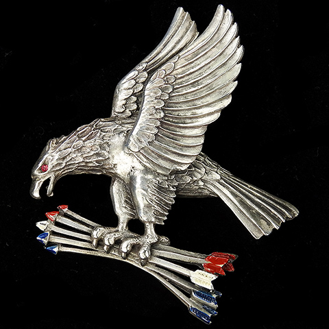 Rice Weiner 'Louis C Mark' WW2 US Patriotic American Eagle with Five Red White and Blue Arrows Pin