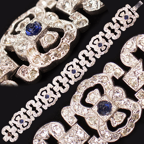 Deco Pave Figure of Eights with Sapphire Fruit Salads Link Bracelet