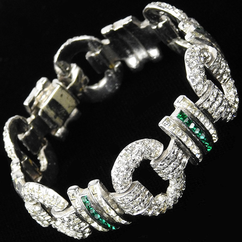 Deco Pave Hoops and Invisibly Set Emeralds Link Bracelet
