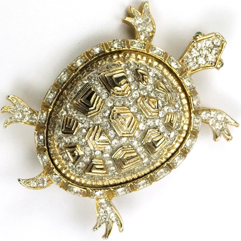 After Nettie Rosenstein (unsigned) Gold and Pave Turtle Pin