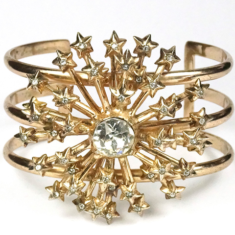 Nettie Rosenstein Sterling Gold and Spangles Starburst Bangle Bracelet