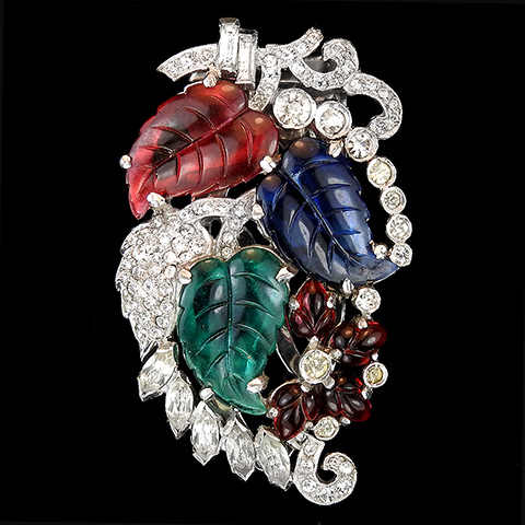 Dujay Pave and Tricolour Fruit Salads Flower and Leaves Floral Spray Dress Clip