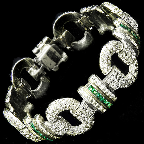 Dujay Pave Ovals and Invisibly Set Emeralds Link Bracelet