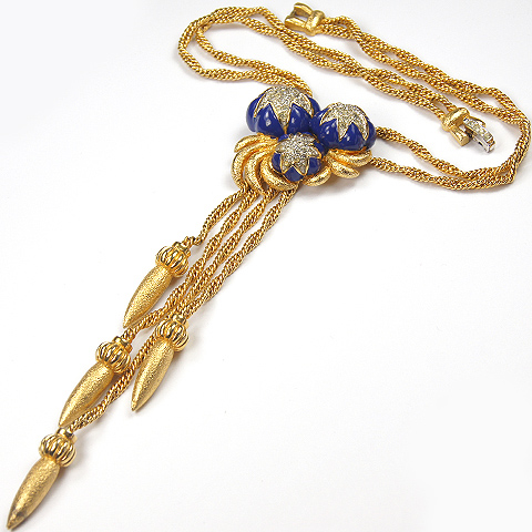 Jomaz 'Jewels of Fantasy' Pave and Lapis Star Fruits and Golden Pendants Necklace 