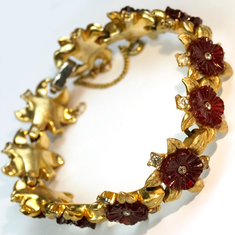 Jomaz Gold Leaves and Ruby Fruit Salads Bracelet