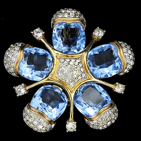 Jomaz Pave and Blue Topaz Gems Five Pointed Star Pin