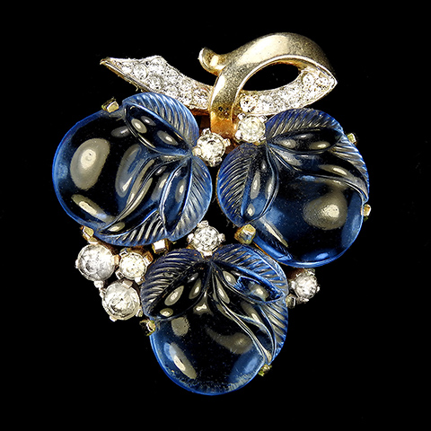 Mazer 'Triple Acorns' Sapphire Jelly Belly Fruit Salad Floral Swirl with Bow Pin Clip