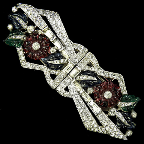 Mazer Pave Baguettes and Tricolour Fruit Salad Flowers and Leaves Deco Dress Clips Openwork Bow Tie Duette