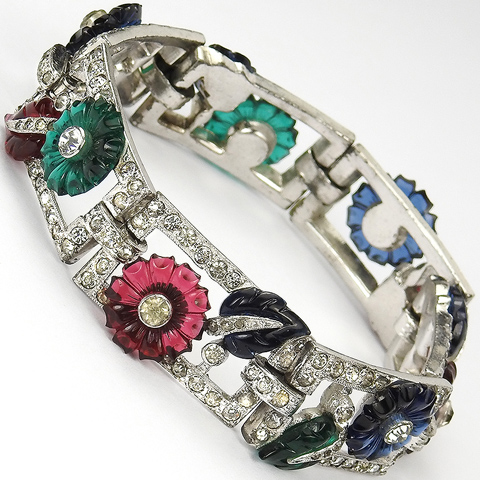 Mazer Pave Rectangles and Tricolour Fruit Salad Flowers and Leaves Bracelet