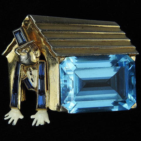 Mazer Man in a Sapphire Top Hat in an Aquamarine Dog House or Kennel Pin
