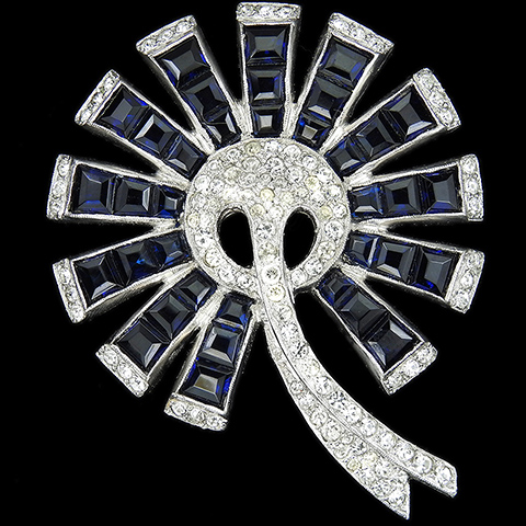 Mazer (unsigned) Pave and Invisibly Set Sapphires Sunflower or Daisy Flower Pin