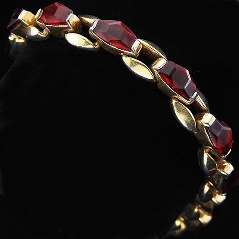 Mazer Gold and Hexagon Cut Rubies Tennis Bracelet