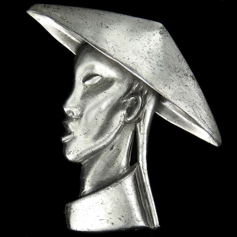 Chinese or Oriental Man in Conical Hat Pin Clip