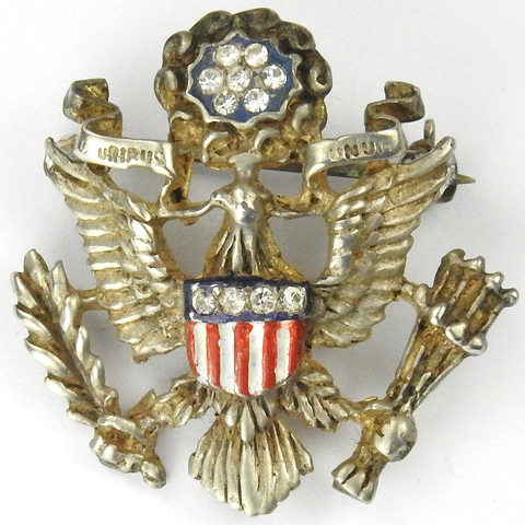 Reja Sterling WW2 Patriotic US Army Officer Insignia American Eagle E Pluribus Unum Pin