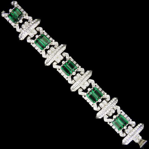 Reja Pave and Emeralds Five Link Bracelet
