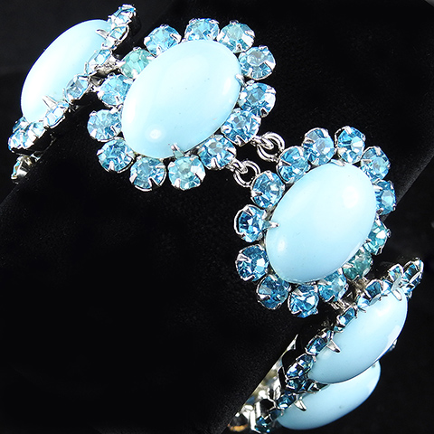 Christian Dior by Kramer 'Romantique' Turquoise Cabochons and Aquamarines Link Bracelet
