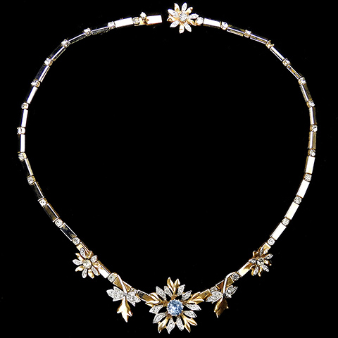 Christian Dior by Mitchel Maer Gold Pave and Pale Sapphire 'Christmas Rose' Flower Choker Necklace