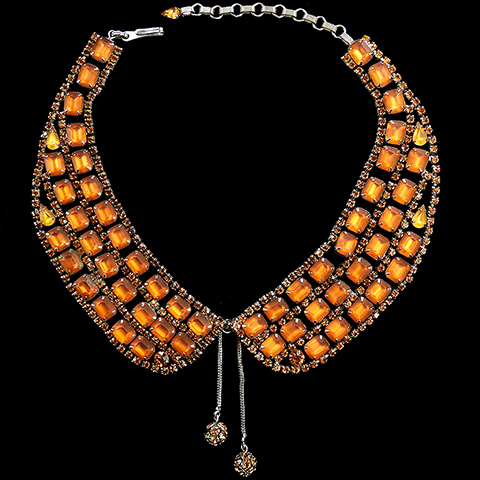 Schreiner (unsigned) Citrine and Orange Topaz Articulated Cravat Collar Necklace