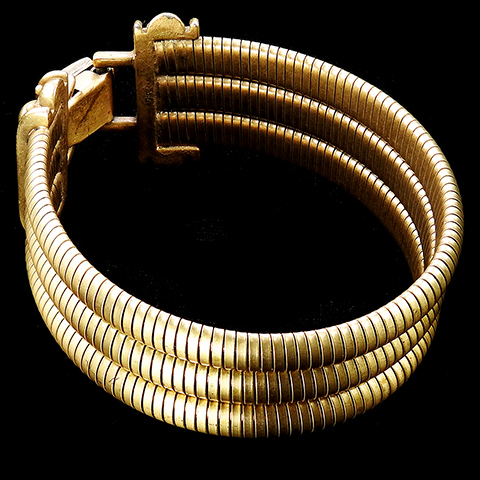 Christian Dior by Henkel and Grosse Three Stranded Gold Sprung Snake Chains Modern Bracelet