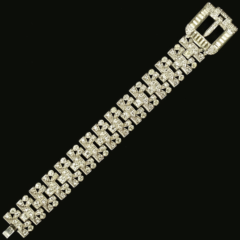 KTF Trifari 'Alfred Philippe' Pave Link Bracelet with Belt Buckle Clasp