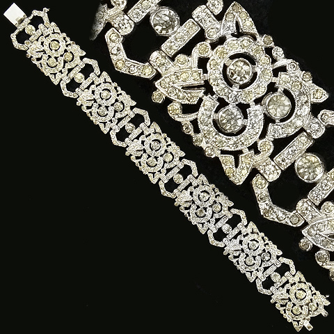 KTF Trifari 'Alfred Philippe' Pave Six Link Flower Pattern Bracelet