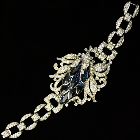 Trifari 'Alfred Philippe' Pave and Sapphires Lotus Flower Bracelet