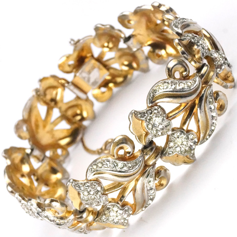 Trifari 'Alfred Philippe' Gold and Pave Bellflowers Bracelet