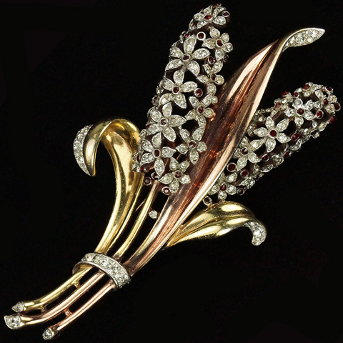 Trifari 'Alfred Philippe' Yellow and Rose Gold Double Hyacinth Pin Clip