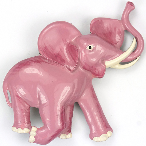 Trifari 'Alfred Philippe' Enamelled Shocking Pink Elephant Pin Clip