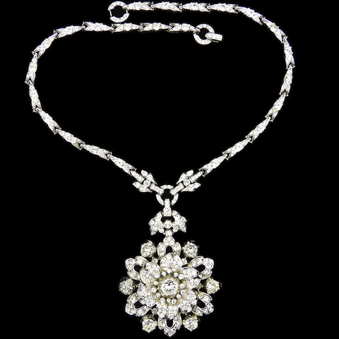 Trifari 'Alfred Philippe' Pave Rose Garland Pendant Necklace