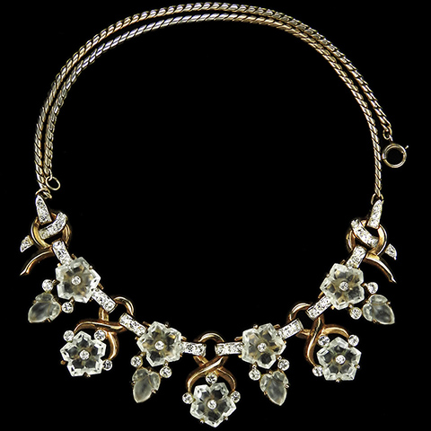 Trifari 'Alfred Philippe' 'Dewdrops' Moonstone Fruit Salads and Flowers Necklace