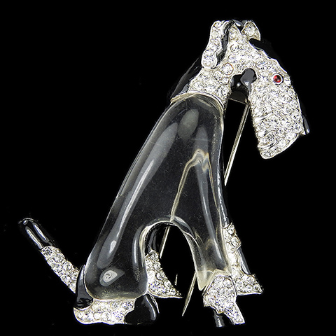 Trifari 'Alfred Philippe' Pave and Enamel Jelly Belly Airedale Terrier Dog Pin Clip